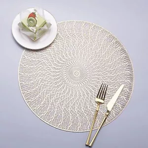 Round Placemats Set of 6 Hollow Out Table Mats Vinyl Heat Resistant Place Mat... - Picture 1 of 1