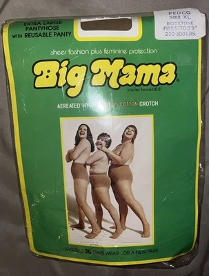 Pantimedias reutilizables Big Mama de colección talla XL 230-300 lb años 70-80 NUEVO tono beige Foto 1 de 2