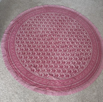 Mantel Williams Sonoma Spring Paisley Rojo Rosa Floral Cabaña 70" Redondo De Colección Foto 1 de 4