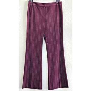 PANTS-THE LIMITED-Chocolate Brown with Gold Metallic Pin Striping-Slim-Y2K-SZ 6 - Picture 1 of 13
