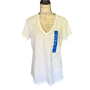 Camisa Felina Blanca Mezcla Algodón Cuello en V Talla Grande - Imagen 1 de 5