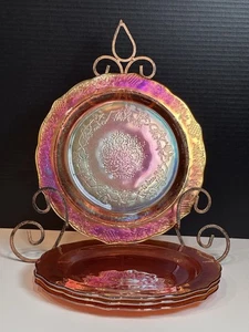 Speiseteller Karneval Glas irisierend Normandie Blumenstrauß und Gitter Set (4) - Bild 1 von 14