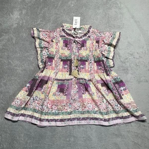 SEA New York Top Damen Medium Naya Print Flatterärmel gesmokt Prärie Landhaus - Bild 1 von 7