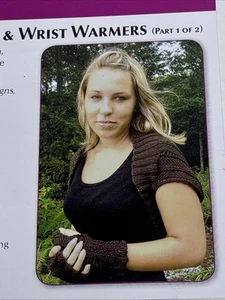 Soft Chocolate Shrug and Wrist Warmers Knitting Pattern Cards Pages - Picture 1 of 3