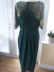 Virgos Lounge Dark Green Embellished Occasion Dress Size 14 (fits 12) - Picture 1 of 15