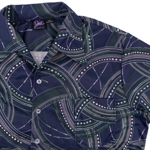 Vintage Joel Cal Made Mens Large Blue Weave Pattern Polyester Short Sleeve Shirt - Picture 1 of 9