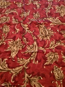Vintage Western Textil Stoff Burgund mit beige Blätter Wohnkultur 68" x 30" - Bild 1 von 7