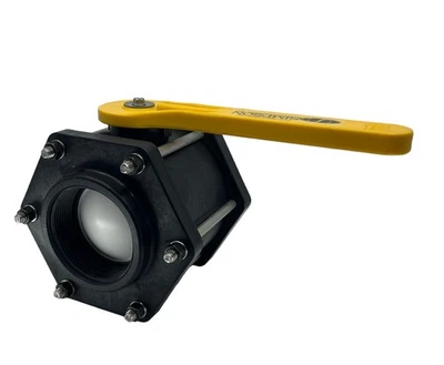 TerreMax Full Port Polypropylene Ball Valve 6 Bolt 3", Max PSI 100 - V300FPY - Image 1 of 4