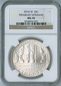 2010 Disabled American Veterans Commemorative Coin $1 NGC MS 70 MS70 - Picture 1 of 2