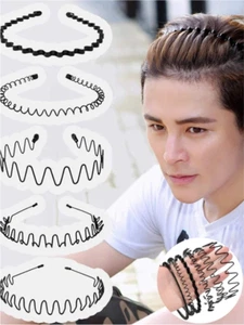 6Pcs Metal Hair Headband Wave Style Hoop Band Comb Sports Hairband Men Women Us - Picture 1 of 7