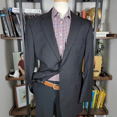 Casaco esportivo masculino JOS A BANK GORDON dois botões preto lã janela tamanho 42L - Imagem 1 de 4