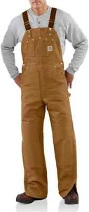 R02 BROWN Carhartt Duck Bib Overall INSULATED Zip to Knee 48X32 - Picture 1 of 1
