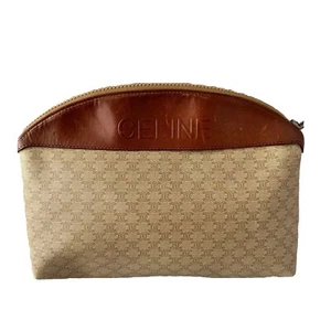 Celine Clutch Bag Macadam Blason Pattern Pouch Purse Beige PVC Auth from JPN0216 - Picture 1 of 22