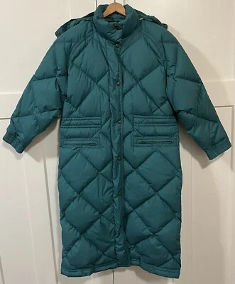 VINTAGE EDDIE BAUER PREMIUM GOOSE DOWN LONG BLUE JACKET WOMENS LARGE GENTLY USE - Image 1 of 4