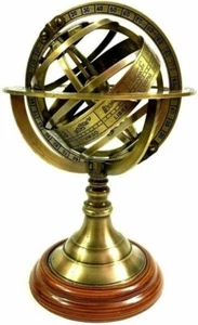 Globo/astrolabio armilar de latón náutico de 8 pulgadas antiguo barco oficina y decoración del hogar - Imagen 1 de 5