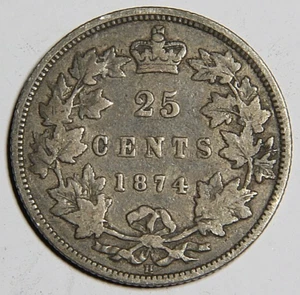 1874-H Canada 25 Centesimi 25c Vittoria Bel Look Originale -3941- - Foto 1 di 2