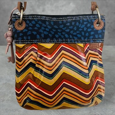 Bolso Bandolera Bolso Cartera Bolso de Mano Fossil Key Per Rainbow Zig Zag Ondulado Colorido Foto 1 de 4