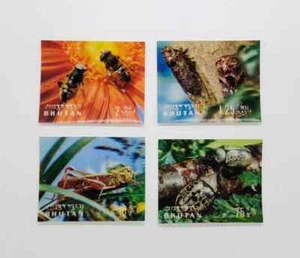 World first 3D hologram stamps Bhutan insects 4 pcs MNH BN302 - Picture 1 of 1