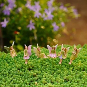 6 Stück Harz Blume Fee Plugin Set Miniatur Figuren Mini Garten Skulpturen - Bild 1 von 12