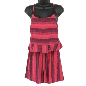 Pantalones Cortos Anthro Amadi Melia Mameluco S Rosa Púrpura Negro Rayas Espalda Abierta Volantes - Imagen 1 de 15