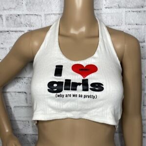 Omighty I heart girls cropped halter tank top s small