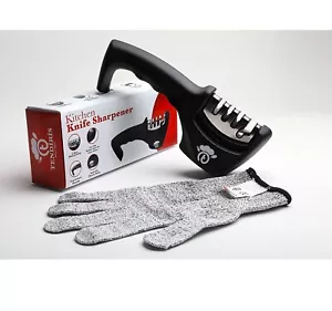 4 Stage Knife Sharpener with Protective Glove - Repair, Restore & Polish Blades - Picture 1 of 7
