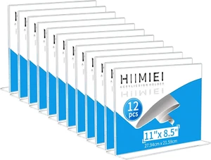 8.5X11 Acrylic Sign Holder Horizontal Table Menu Display Stand, Clear Plastic 8. - Picture 1 of 7