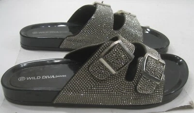 WILD DIVA Silver two adjustable strap Open Toe Slides  Sandal  WOMEN Size  10 - Image 1 of 4