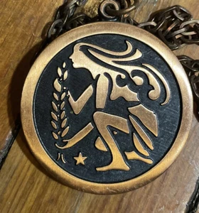 vintage, 1960 solid copper medallion  pendant, and  chain. Route 66. - Picture 1 of 7