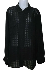 Women's Polyester Sheer Plaid Button Up Long Sleeve Collared Shirt Liz Baker 18 - Bild 1 von 9