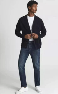 REISS Herren schmale Passform dehnbare Denimjeans Hose in Indigo dunkelblau - Bild 1 von 7