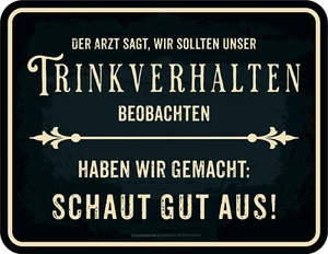 Deko Schilder für Männer - Trinkverhalten beobachten - Bier Sprüche Blech-Schild - Bild 1 von 1