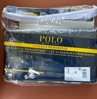 Nuevo Polo Ralph Lauren Hombre Clásico Algodón Tanques Paquete de 2 M Gris y Negro M0623 Foto 1 de 2