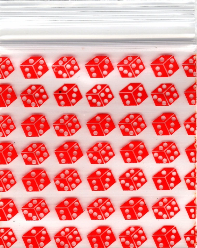 Apple Baggies 2020 Apple 100 Mini ZIPPER Bags PRINTED Design 2" X 2" (DICE) - Image 1 of 1