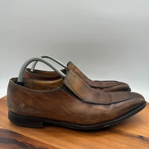 Magnanni Shoes Mens 9.5 Madrid Brown Leather Slip On Loafers Casual Dress - Picture 1 of 11