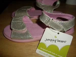 NWT Toddler Girls Size 8 Jumping Beans Sandals Pink Silver Shimmer Easy Clos $30 - Picture 1 of 5