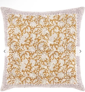 SURYA MAGDALENA MGD-001 20"L X 20"W ACCENT PILLOW Light Brown Floral - Picture 1 of 4