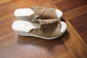 Sbicca Brown Laser Cutout Wedge Sandals Size 8 NWOB - Picture 1 of 11