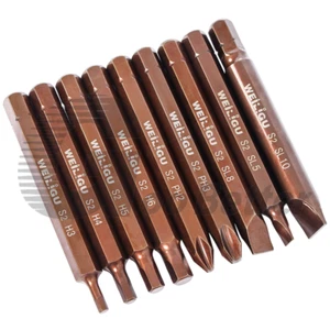 S2 material Impact Screwdriver Bits Set Slotted Hex Phillips Bits 8mm Hex Shank - Picture 1 of 7