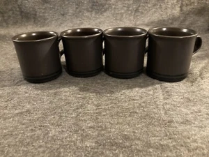 Set Of 4 Pfaltzgraff Dark Brown/Black Stripes On The Bottom Edge Coffee Mugs - Picture 1 of 7