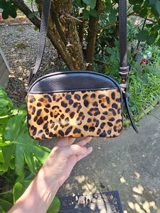 NWT $148 J. CREW SMALL EXOTIC LEOPARD PRINT COWHIDE & LEATHER CROSSBODY PURSE - Picture 1 of 9