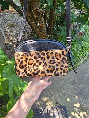 NWT $148 J. CREW SMALL EXOTIC LEOPARD PRINT COWHIDE & LEATHER CROSSBODY PURSE - Image 1 of 4