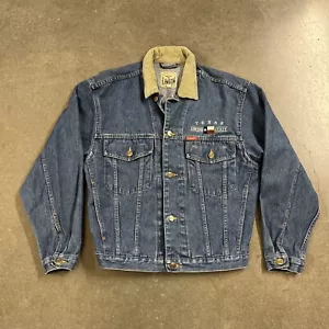Vintage Linson Jeansjacke Herren klein Trucker Knopf Tasche bestickt Texas - Bild 1 von 15