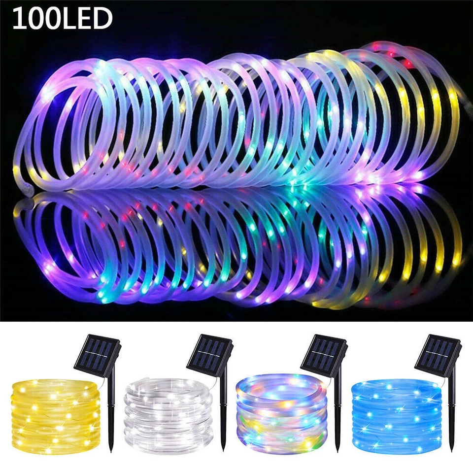 Solar Rope Lights Outdoor Waterproof LED PVC Tube Fairy String Light Garden xmas - Image 1 of 4