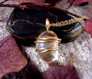 LUMINOUS FANTASY AURA TITANIUM CRYSTAL NECKLACE BRONZE GOLD REIKI #9 - Picture 1 of 3