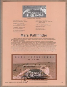 #3178 $3.00 Mars Rover Pathfinder Stamp #9733 Souvenir Page FDC Lot #242 - Picture 1 of 2