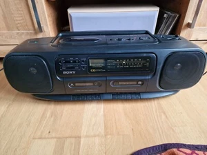 Sony CFD-100S Ghettoblaster CD-Radio Doppel-Kassette Dubbing Boombox schwarz - Bild 1 von 8