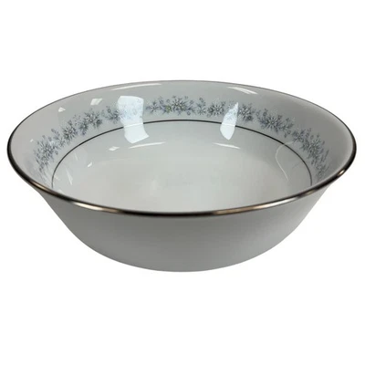 Cuenco redondo para servir Noritake Contemporary China Marywood 2181 9" borde platino Foto 1 de 4