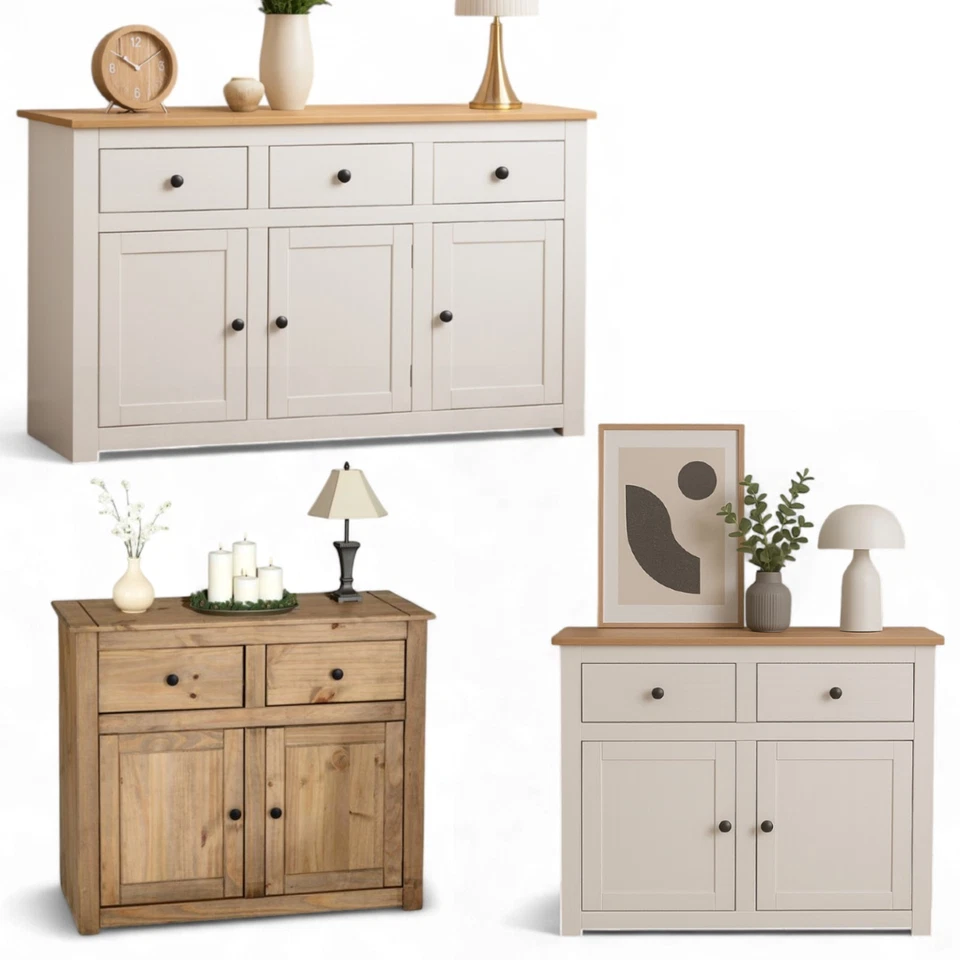 Large Small Sideboard Storage Cabinet Cupboard Wooden 2 3 Door Drawers Unit - Image 1 of 1