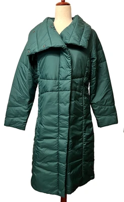 NUEVO CON ETIQUETAS $350 NAU Mujer M Sclendre Trench Puffer Abrigo Chaqueta Verde Acolchado Cremallera DWR Foto 1 de 4